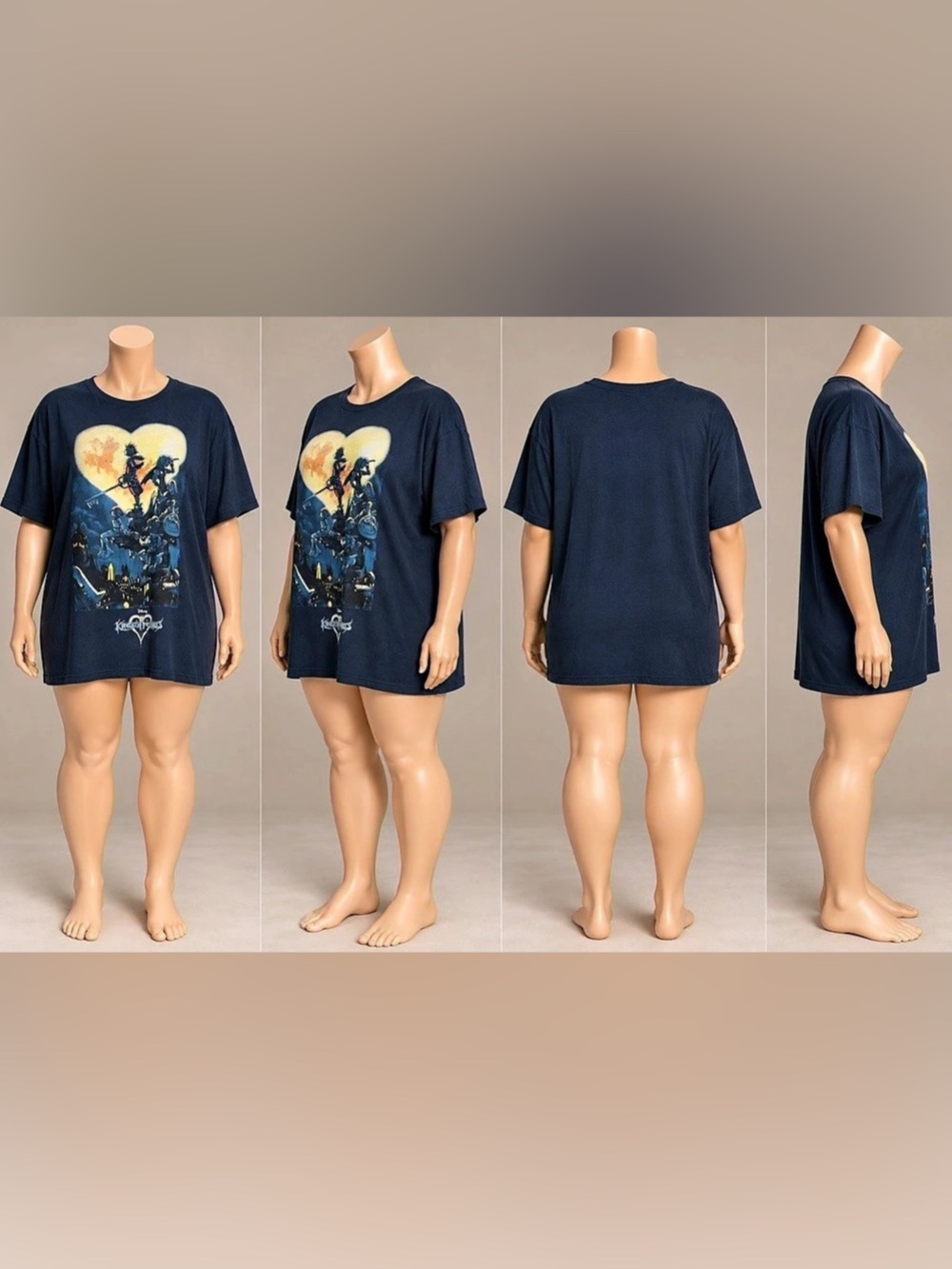 Disney Kingdom Hearts Group Moon Poster T-Shirt Blue XL